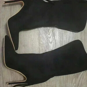 Black Suede Lace Up Ankle Boots